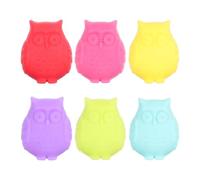 FRCOLOR 6 Piezas Marcadores de Copas de Vino de Silicona Reutilizables, Diseño de Búho, Identificador de Copas para Fiestas y Reuniones, Fácil Limpieza Color Aleatorio Varios estilos