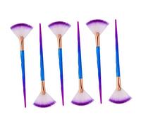 FRCOLOR 6 Piezas Pinceles de Maquillaje Facial de Forma Abanico Aplicadores de Brochas y Flexibles para Maquillaje y Cuidado para Áreas Difíciles de Diseño de Pelo