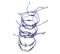 FRCOLOR 6 Piezas Pulsera Ajustable de Cuerda con Cuentas y Amuletos de Ojo Turco para Mujer Protección y Estilo para Fiestas Oración y Uso Diario