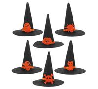 FRCOLOR 6 Piezas Sombrero de Bruja Negro de Fieltro para Halloween, Decoración DIY Reutilizable Elementos Clásicos, Adecuado para Fiestas Temáticas y Decoración del Hogar