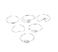 FRCOLOR 6piezas Anillo Ajustable Unidades Anillos Abiertos De Plata Accesorios Para Mujeres