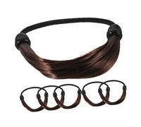 FRCOLOR 6piezas Peluca Trenzada Diadema Bandas Elásticas Cabello de Color Oscuro Coleteros Invisibles de Moda Coreana para Mujer para Uso Diario Fiestas y Bodas