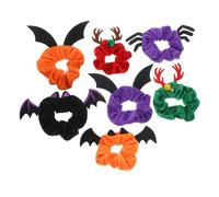 FRCOLOR 7 Piezas Gomas Elásticas para Cabello con Diseño Halloween Accesorios Elásticos para Mujeres Coleteros Duraderos y Elásticos para Fiestas y Uso Diario