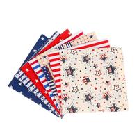 FRCOLOR 7 Piezas Tela de Algodón para Patchwork Estampado de Bandera Americana, Cuadradas para Manualidades DIY y Confección de Bolsas Decorativas sin Manchas