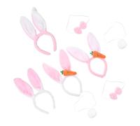FRCOLOR 8 Juegos pajaritas coletero rosa diadema de año nuevo diademas blancas conejos Suministros para la fiesta aros para el cabello oído venda traje de tres piezas niño