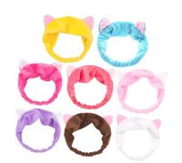 FRCOLOR 8 Piezas Diademas de Orejas de Gato para Maquillaje y Lavado Facial Cintas para Cabello Azul Rojo Amarillo Blanco Color