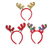 FRCOLOR 9 Piezas Diadema de asta navideña cintas para el pelo con lentejuelas navideñas vestido de pelo de navidad hair topper complementos navideños coleccionistas vestido de pelo de asta