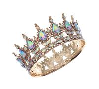 FRCOLOR Ab Diamante Redonda Completa Joyería De La Tiara Nupcial De Cumpleaños Accesorios Para El Cabello Hueco Nupcial De Imitación Golden