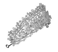 FRCOLOR Accesorio Para El Cabello Faja De Dama De Honor Boda Decoraciones De Cumpleaños De Princesa Cumpleaños Para Mujeres Diadema De Novia De Perlas Borla Aleación De Zinc Silver