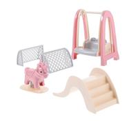 FRCOLOR Accesorios para Casa de Muñecas con Miniatura de Portería de Fútbol Caballo Balancín Tobogán y Columpio Decoración para y Jardines Miniatura Juguete Exterior y Adorno para Casa de