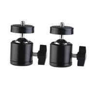 FRCOLOR Adaptador de Trípode 2 Piezas 1/4 Pulgada Cabezal Esférico Metálico Negro Soporte para Teléfono y Luz de Anillo Montaje Zapata Rotación 360° para Fotografía y Streaming