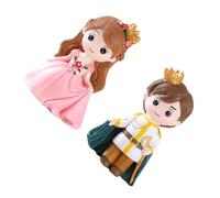 FRCOLOR Adorno para Tarta de Muñeca Princesa y Príncipe, 2 Piezas Mini Tamaño, Resina Duradera, Decoración Fiesta Infantil Cumpleaños, Figuras para Pastel y Mesa