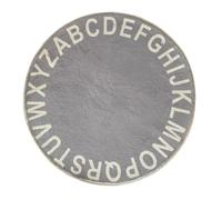 FRCOLOR Alfombrilla de Suelo para Ñiño Redonda de Algodón 100% Gris Diseño de Letras, Cojín para Gatear y Tapete de Juego para Habitación Infantil, Portátil y Cómoda para Actividades