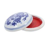 FRCOLOR Almohadilla de Tinta para Pintura y Caligrafía Diseño Chino, Color Rojo Vibrante, Material Durable, Suministros para Grabado y Pintura Tradicional, Diámetro 9 CM, para Estudiantes