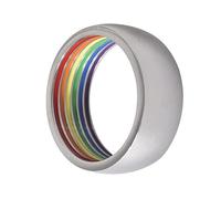 FRCOLOR Anillo Arcoíris Gay Promesa Deseo Boda Mujer Iridiscente Homosexual Plata Esterlina Color Arcoíris Anillo Decorativo Delicado Anillo Gay Anillo Gay Colorido Acero