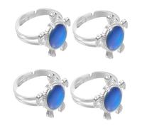 FRCOLOR Anillo de Emoción de Tortuga Termocrómico Unisex, Anillo Que Cambia de Color, Diseño de 4 Piezas para Niños y Hombres, Joyería de Humor para Uso Diario