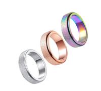 FRCOLOR Anillo Giratorio en Color Plata de Acero Inoxidable Cómodo y Práctico, Diseño Creativo y Elegante Paquete de 3 Piezas para Hombre y Mujer para Uso Diario