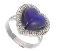 FRCOLOR anillo termocrómico corazón anillo de emoción de estado de ánimo de estado de ánimo que cambia de color joyas de humor para mujeres de humor aleación Azul