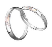 FRCOLOR Anillos de Abiertos Sol y Luna Anillos de Promesa Asimétricos para Enamorados Joyería a Juego para Obsequio Aniversario y San Valentín un Par