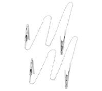 FRCOLOR Baberos de Acero Inoxidable, Sujetadores de Servilletas con Cadena de Bolas Plateada, 2 Unidades, Compactas y Versátiles para Uso Profesional y Doméstico