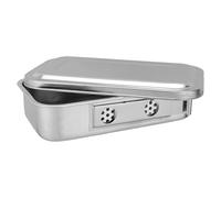 FRCOLOR Bandeja de para Herramientas de Uñas de Acero Inoxidable 304 Engrosado de 8 Pulgadas con Tapa Caja Esterilizadora y Organizador para Salón de Manicura Profesional