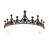FRCOLOR Barroca Tiara De Princesa Antigua Coronas De Boda De De Imitación De Bodas Novia Negro Reina Barroca Enjoyada Tiara Gótica Tiara Boda Gótica Black Aleación