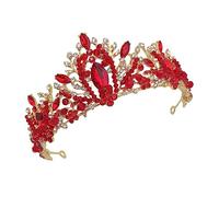 FRCOLOR Boda Para Novias Damas De Honor De Cristal Tocado De Novia Accesorios Para El Cabello De Moda Diamante Rojo