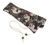 FRCOLOR Bolsa de Almacenamiento Portátil para Baquetas Decorativa de Tela de Algodón Negra Diseño Delicado para Viaje y Uso al Aire Libre, 2-3 Pares