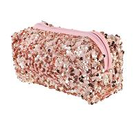 FRCOLOR Bolsa de Cosméticos Diseño Cuadrado Lentejuelas Rosa para Viaje y Multipropósito Gran Capacidad Material Oxford y Terciopelo para Uso Diario y Viaje
