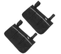 FRCOLOR Bolsa Lateral para Silla de Ruedas 2 Piezas Negra con Tiras Reflectantes, Bolsa de Almacenamiento Multifuncional Resistente para Apoyabrazos, Organizador con Múltiples Bolsillos