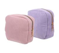 FRCOLOR Bolsa Sanitaria para Mujer y Niñas, 2 Unidades Pequeña y Portátil de Terciopelo, Organizador para Compresas Menstruales, Colores Morado y Rosa, 12,4 X 12,4 Cm, Adecuado