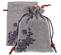 FRCOLOR Bolsas De Lino Cordón 2 Pcs, Doble Capa, Diseño Gris Patrón De Otoño, Bolsa De Almacenamiento Portátil Para Dulces y Juguetes, Adecuado Para Fiestas y Regalos Familiares