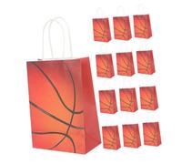FRCOLOR Bolsas de Obsequio Baloncesto Portátiles Medianas 24 Unidades Papel Kraft Naranja para Fiestas Deportivas Cumpleaños y Eventos Temáticos de Baloncesto