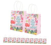 FRCOLOR Bolsas de Papel con Forma de Flamenco Paquete de 12 Asas para Fiestas de Cumpleaños de Niños Y Niñas Manualidades Y de Boda