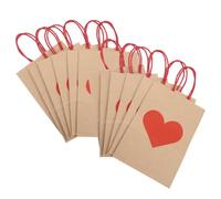FRCOLOR Bolsas de Papel Kraft en Forma de Corazón para Obsequio 12 Unidades con Asas Resistentes y Espaciosas Ideales para Fiesta de San Valentín y Bolsas de Dulces