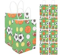 FRCOLOR Bolsas de Papel Kraft para Regalos de Fiesta y Cumpleaños, 12 Unidades Medianas Diseño de Fútbol, Bolsas de Embalaje Asas Resistentes para Dulces y Golosinas, Ideales para Shower