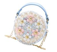 FRCOLOR Bolso Bandolera Con Flores Purses Hombro Cuerpo Bolsa De Cadena De Moda Bandolera Niña Bolso Para Chicas Bolsa Crossbody Con Cadena Sabana De Algodon Azul