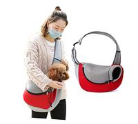FRCOLOR Bolso Bandolera de Malla para Mascotas Perro portabebés Bolsa de Hombro exponer portátil Caja de Transporte para Mascotas Malla Correa para Mascotas Mochila Tirantes Ropa Correa Rojo