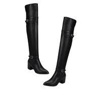 FRCOLOR Botas Largas De Tacón Alto Para Mujer Otoño Invierno, Botas Por Encima Rodilla Negras, Material Transpirable, Plantilla Antideslizante, Talla 41, Para Uso Diario y Frío Intenso