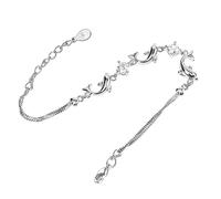 FRCOLOR Brazalete de plata pulsera de delfines ajustable Pulseras para mujeres pulseras del encanto del delfín pulseras para niñas Pulseras para novia Platino sobre cobre plateado