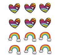 FRCOLOR Broche Arcoíris De Acrílico Para Ropa, 12 Piezas, Decoración Colorida, Accesorio Creativo, Tamaño 6x13cm y 6x6.57cm, Adecuado Para Bolsos, Chales y Prendas