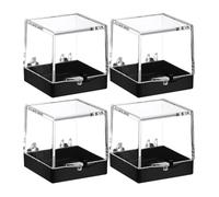 FRCOLOR Caja de Almacenamiento Transparente de Plástico y Pack de 4 Piezas Exhibidor de Muestras Diseño Protector para Minerales y Cristales para Figurines