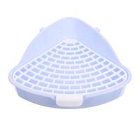FRCOLOR Caja de Arena Triangular para Mascotas Pequeñas Azul, Orinal de Plástico Base Filtrante para Conejos y Cobayas, Baño de Entrenamiento para Hámsteres y Chinchillas en Interiores