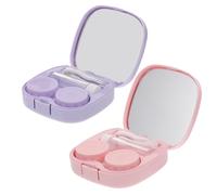 FRCOLOR Caja De Lentes De Contacto De 2 Piezas Cerradura y Espejo Ideal para Mujeres y Hombres