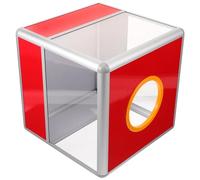 FRCOLOR Caja de Rifa Transparente Multifunción, Urna Cuadrada Borde de Aluminio, Cajón Acrílico 4 Caras Semi-translúcidas para Donaciones, Eventos, Oficinas y Reuniones, Soporte