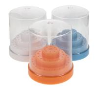 FRCOLOR Caja Organizadora para Brocas de Uñas 48 Orificios Redonda Transparente Tapa 3 Unidades Estuche Portátil para Almacenamiento y Organización Profesional en Salones y Uso Móvil