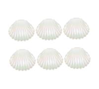 FRCOLOR Cajas de Conchas Marinas Iridiscentes 6 Unidades, Mini Caja Joyero de Sirena en Pp, Tamaño Pequeño Blanco Perla para Almacenamiento de Dulces y Baratijas en Bodas y Fiestas