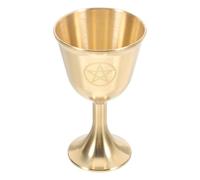 FRCOLOR Cáliz Pagano de Latón Grande Pentagrama, Copa para Ofrendas de Agua y Vino, Diseño Esotérico para Rituales y Decoración Ceremonial