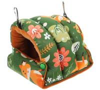 FRCOLOR Cama para Loros de Algodón, Nido Colgante Verde, Suave y Cómoda, Refugio Cálido para Invierno y Exterior, Adecuado para Jaula de Pájaros