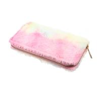 FRCOLOR Cartera De Moda para Mujer Cremallera, Monedero De Peluche De Felpa Arcoíris Degradado, Bolso De Mano Largo para Estudiante, Uso Diario y Viaje, Diseño Ligero y Funcional